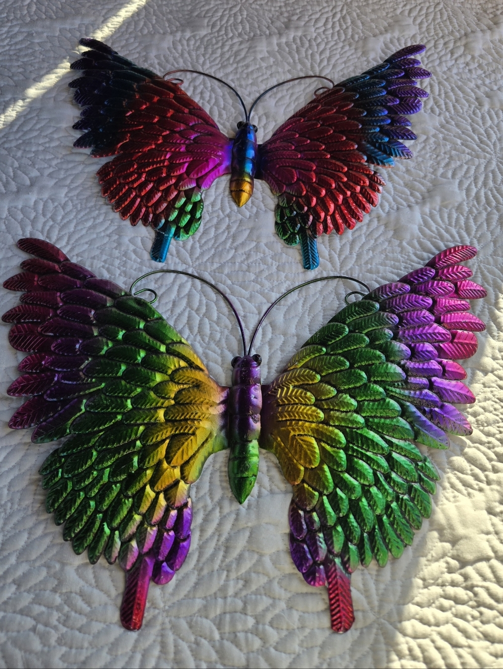 Traditional MexicanMulticolor Metal Butterfly Wall Art - Set of 2